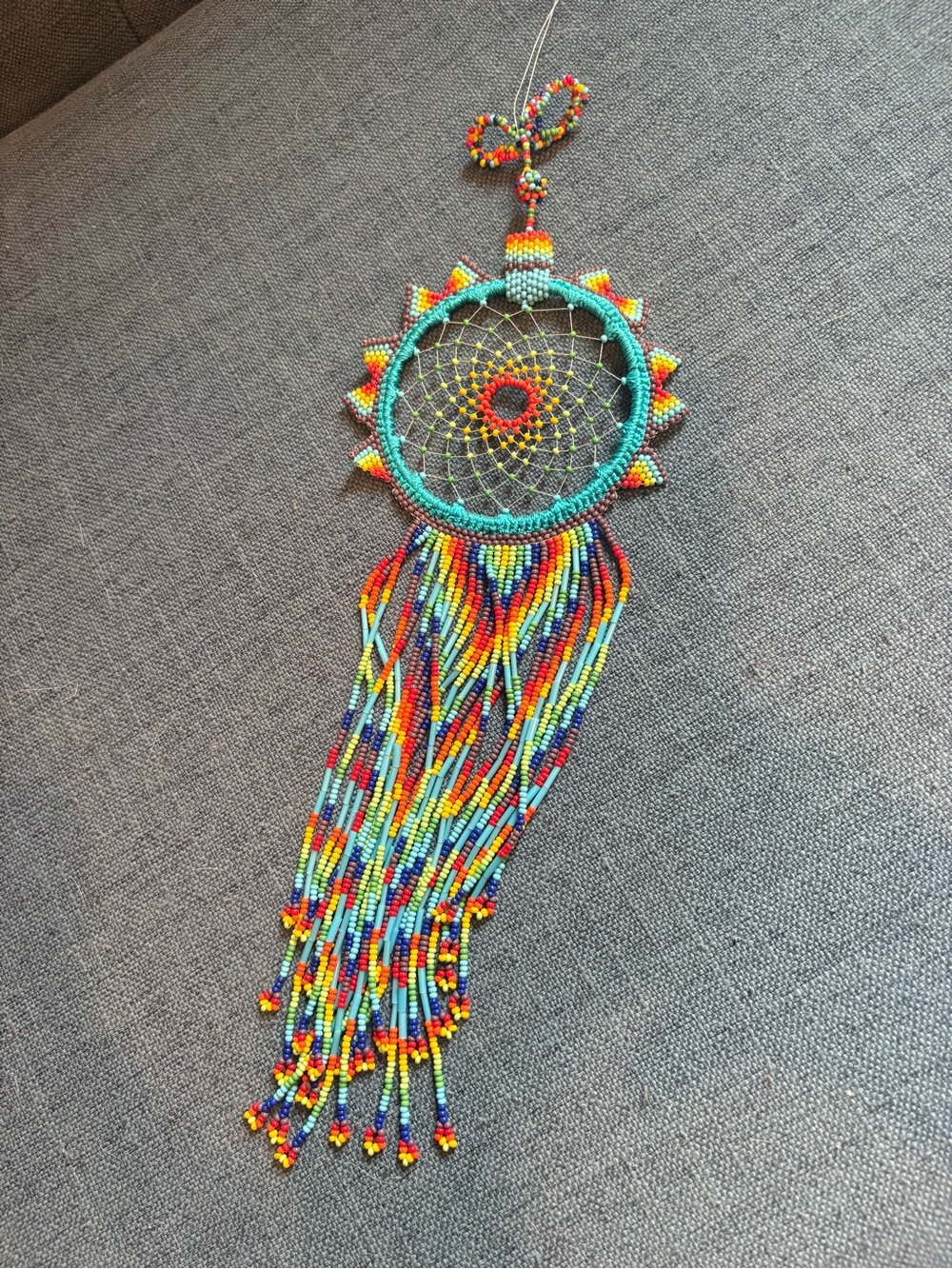 Handmade Multicolor Beaded Dreamcatcher Necklace